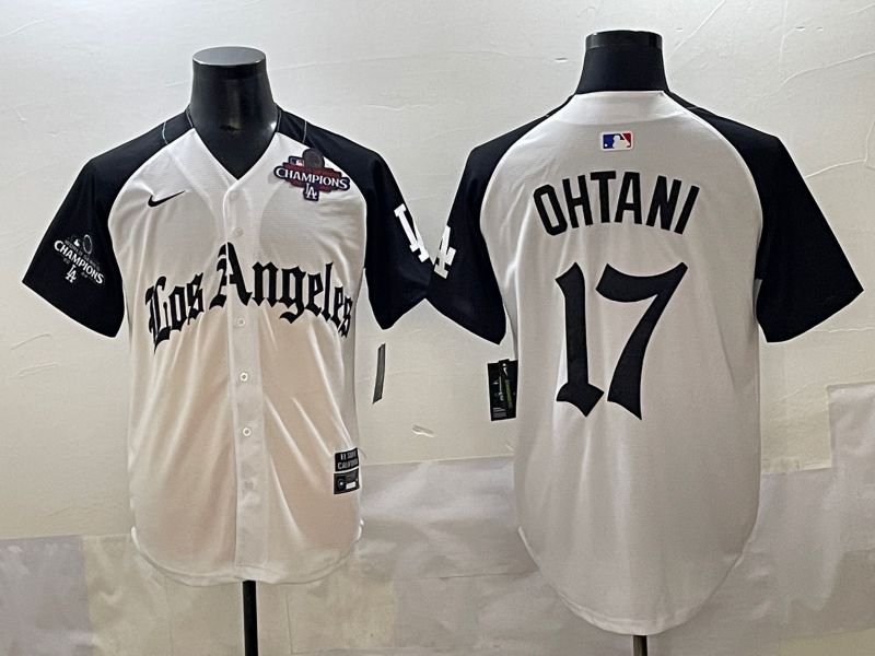 Men 2025 Los Angeles Dodgers #17 Ohtani White black Five generations Joint Name Nike MLB Jersey style 5262->los angeles dodgers->MLB Jersey